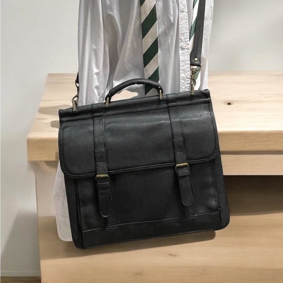 Messenger Bag Men’s Black Leather Crossbody Adjustable Shoulder Computer Bag - Picture 7 of 8